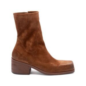 MARSELL Suede Square Toe Block Heel Boots Women GREY